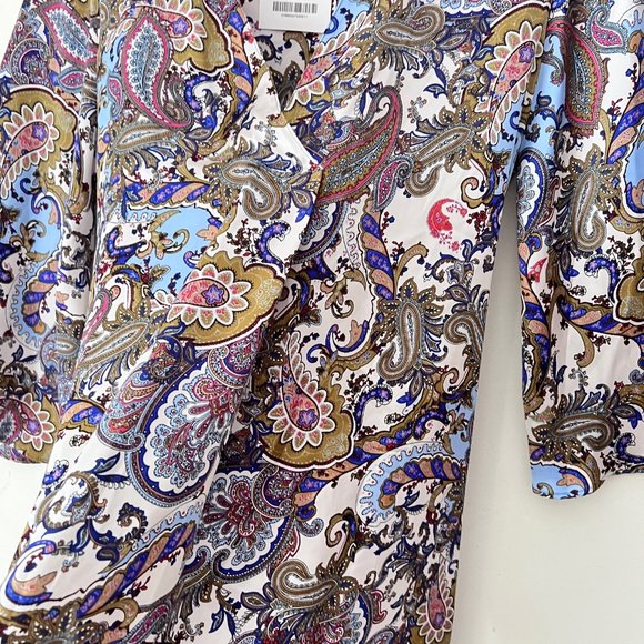 NEW! Zara Satin Kimono Style Paisley Pattern Tunic Mini Dress, Belted Oversized - Picture 9 of 15